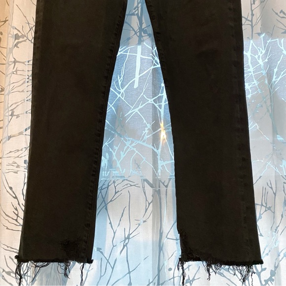 AGOLDE feral faded black dark gray Toni mid-rise straight leg frayed hem jeans - Picture 7 of 15